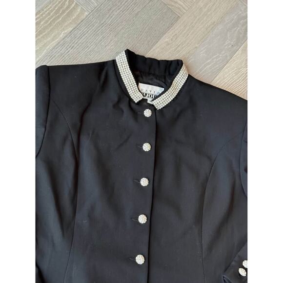 David Pond Black Jewel Collar Button Down Blazer Jacket Diamond Buttons Women 18 - Picture 3 of 9